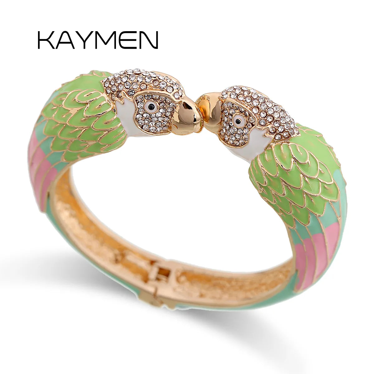 Hot Selling Unique Custom Jewelery™ - Paradise Enamel Parrot Hinge Bangle