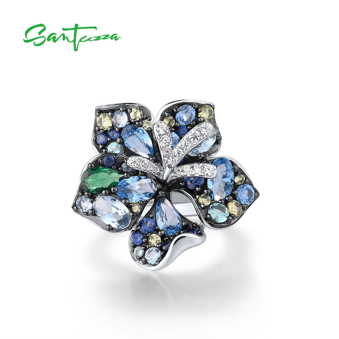 Unique Custom Jewelery™ - Enchanted Sapphire Bloom Sterling Ring