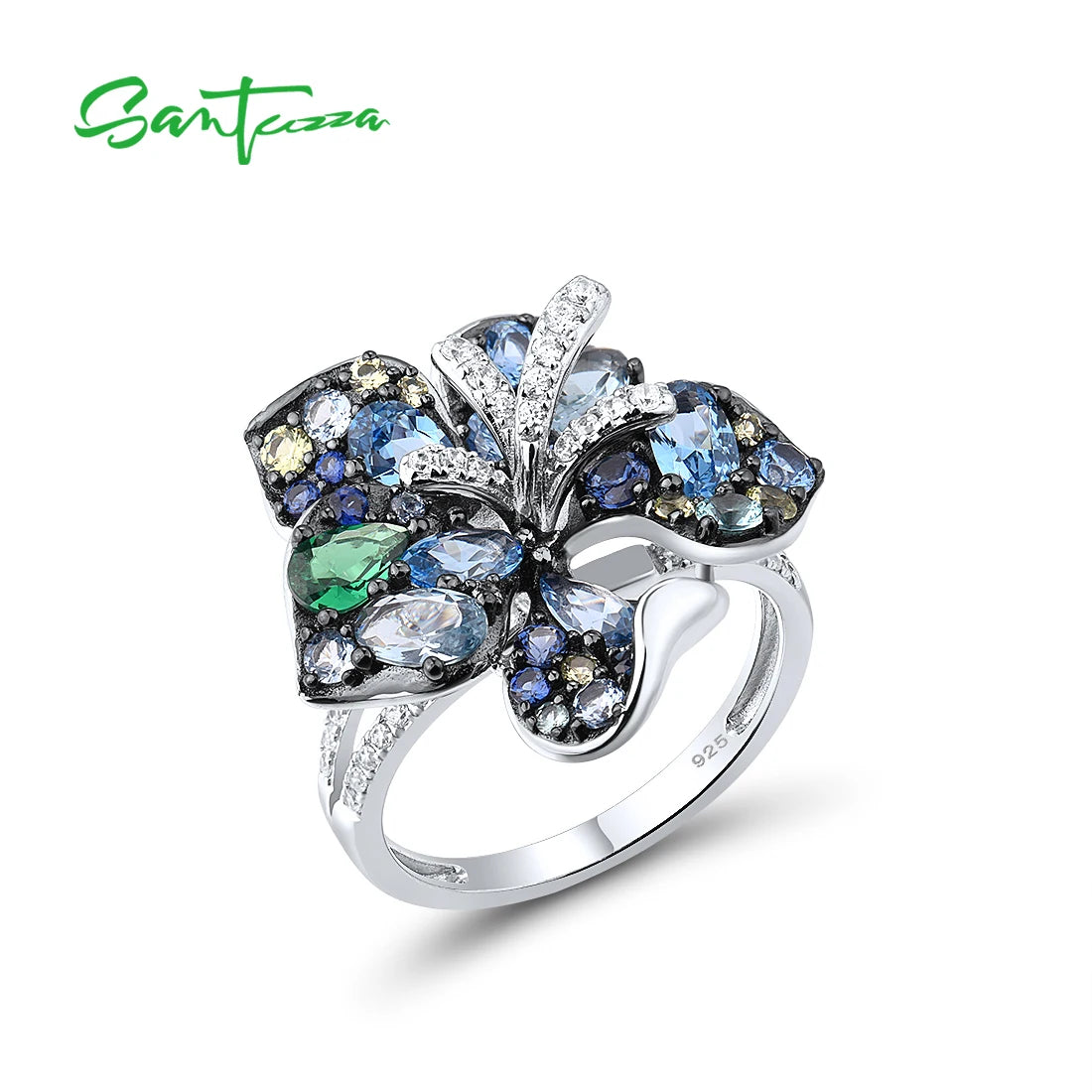 Unique Custom Jewelery™ - Enchanted Sapphire Bloom Sterling Ring