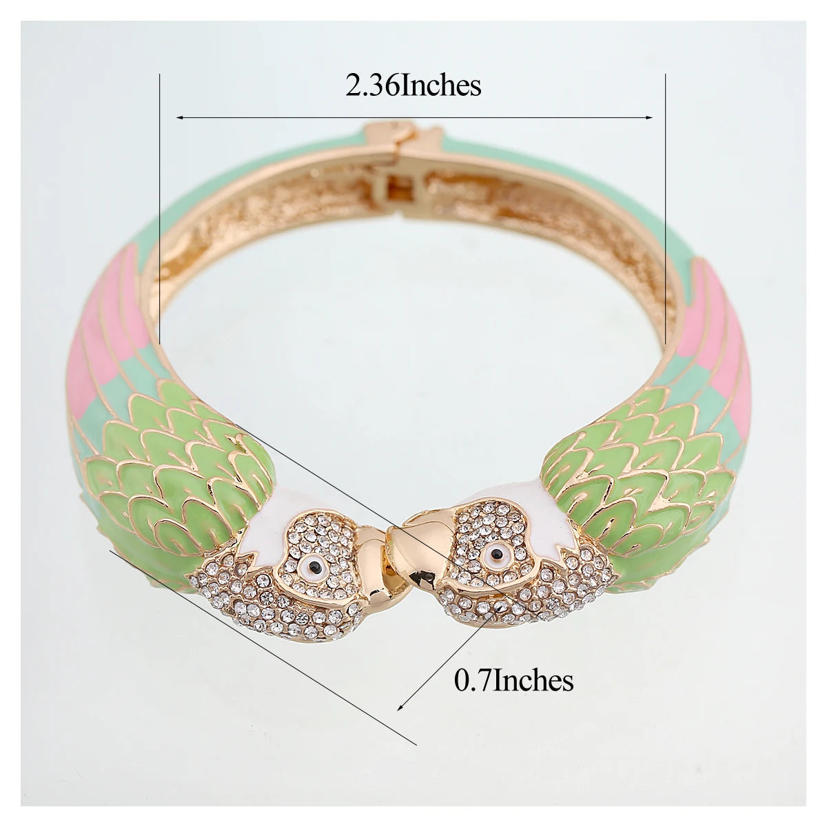 Hot Selling Unique Custom Jewelery™ - Paradise Enamel Parrot Hinge Bangle