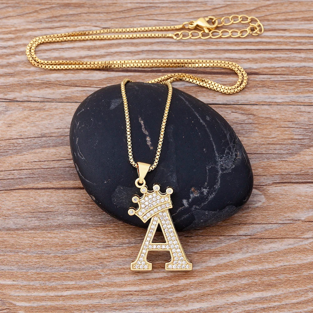 Fashion Luxury A-Z Crown Alphabet Necklace™