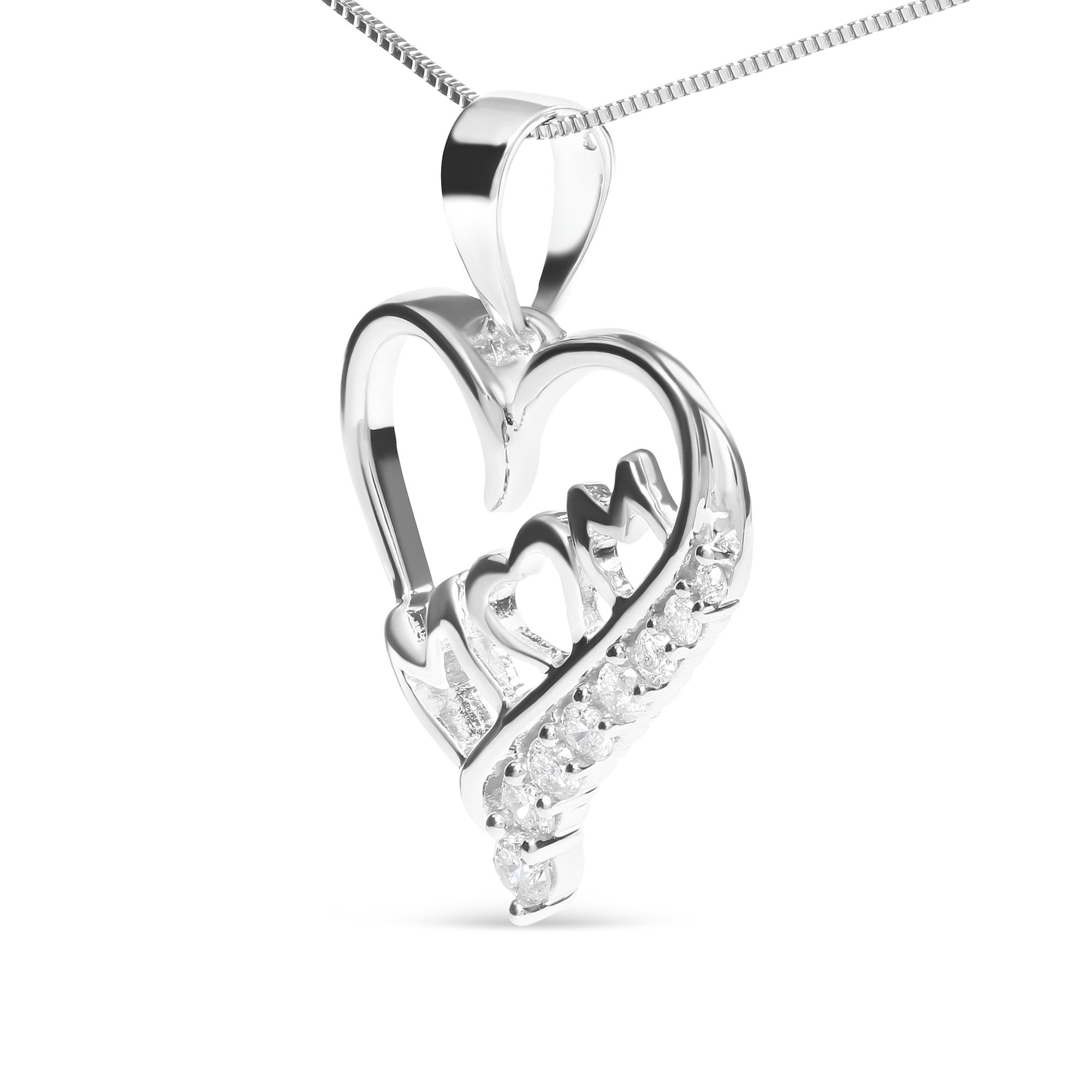 Unique Custom Jewelery™.925 Sterling Silver 1/4 Ct Diamond Mom Pendant