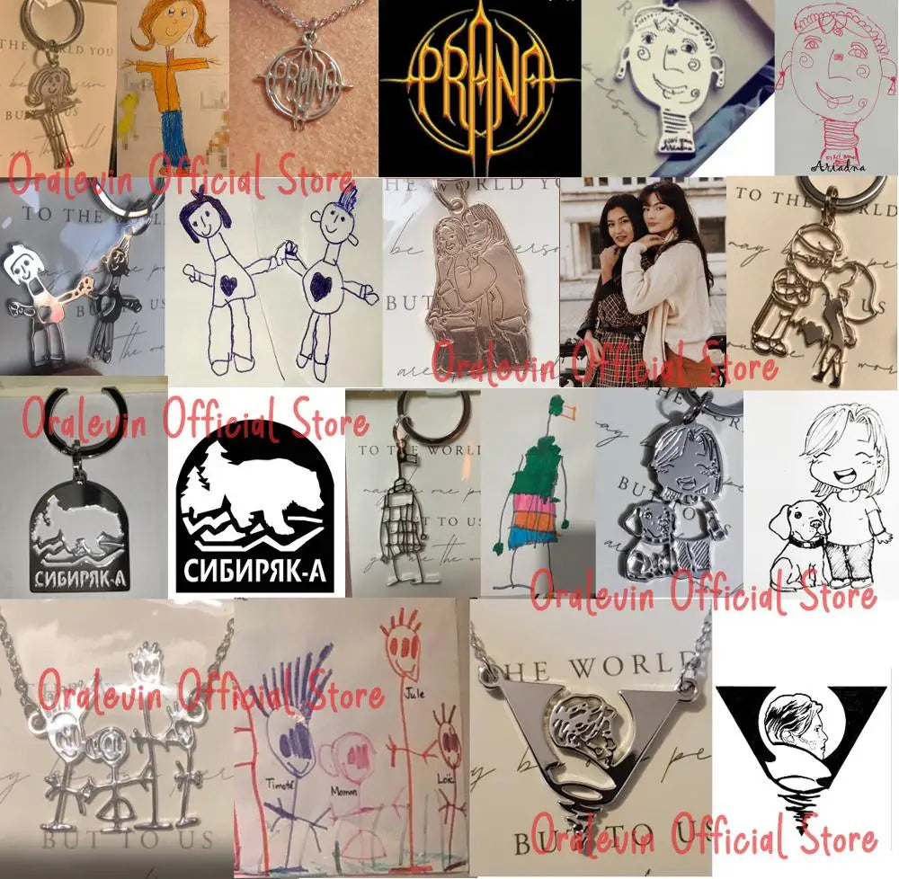 Unique Custom Jewelery™ - Whimsical Art Portrait Custom Keychain