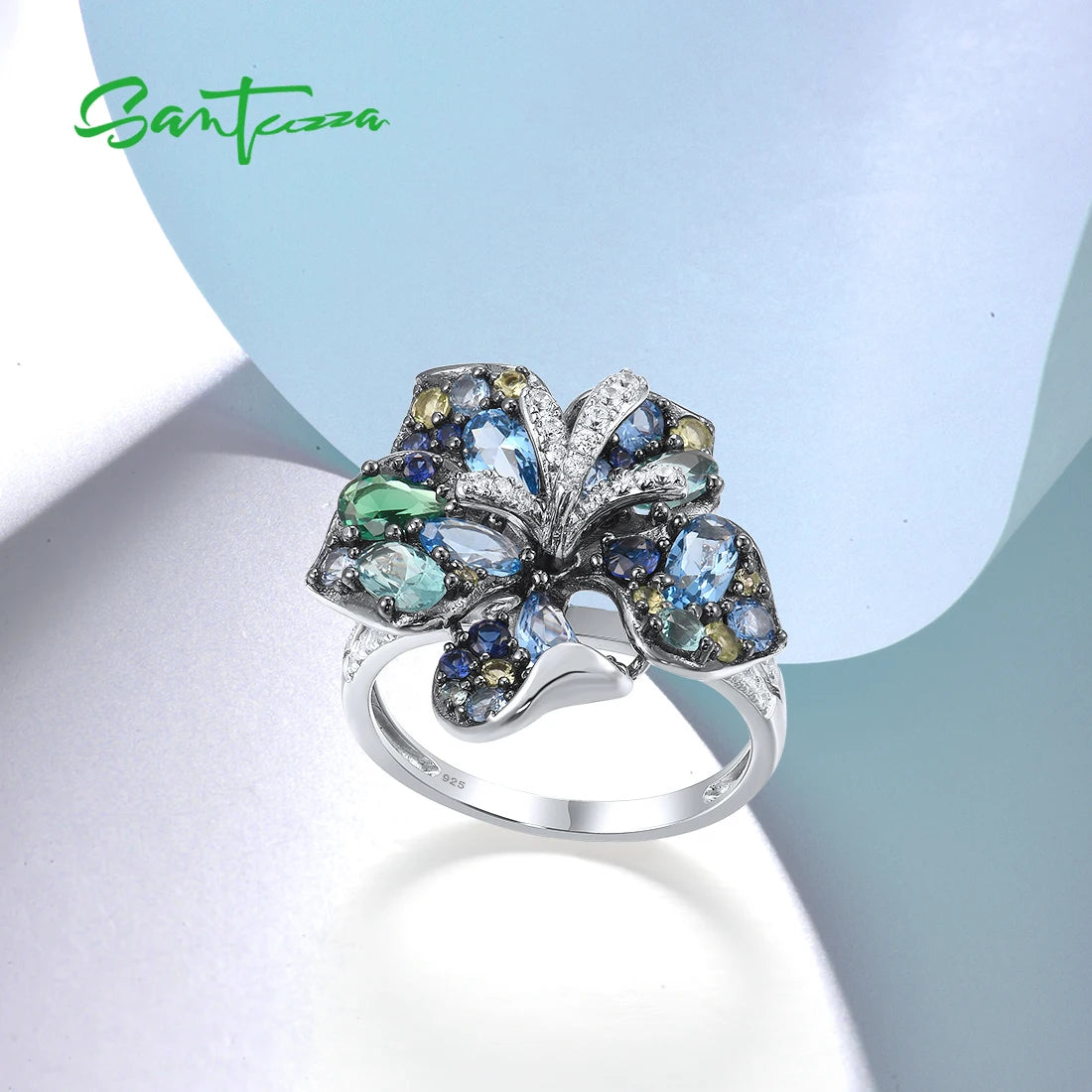 Unique Custom Jewelery™ - Enchanted Sapphire Bloom Sterling Ring