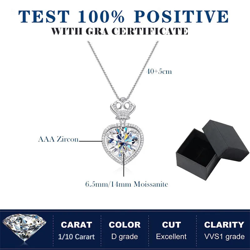 Unique Custom Jewelery™ - 10 Ct Moissanite Crown D Color Mom Necklace